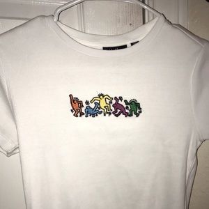 Keith Harring cropped white tshirt